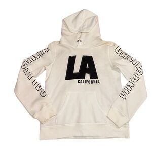 HM LA California Cream White Pullover Hoodie Graphic Sweater Girls Size 12-14Y